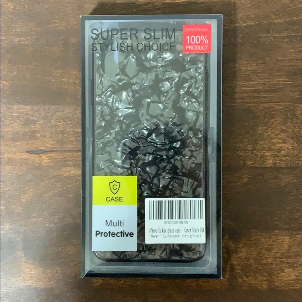 iPhone XS black conch tempered glass case